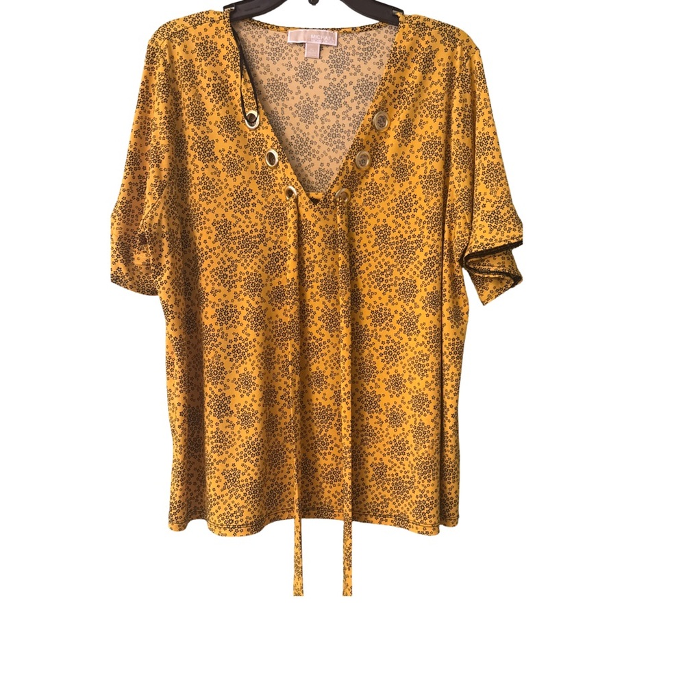 Michael Kors Collection Mustard Floral Blouse